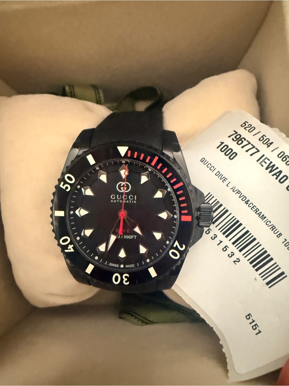 Gucci Black Watch with Red Accents